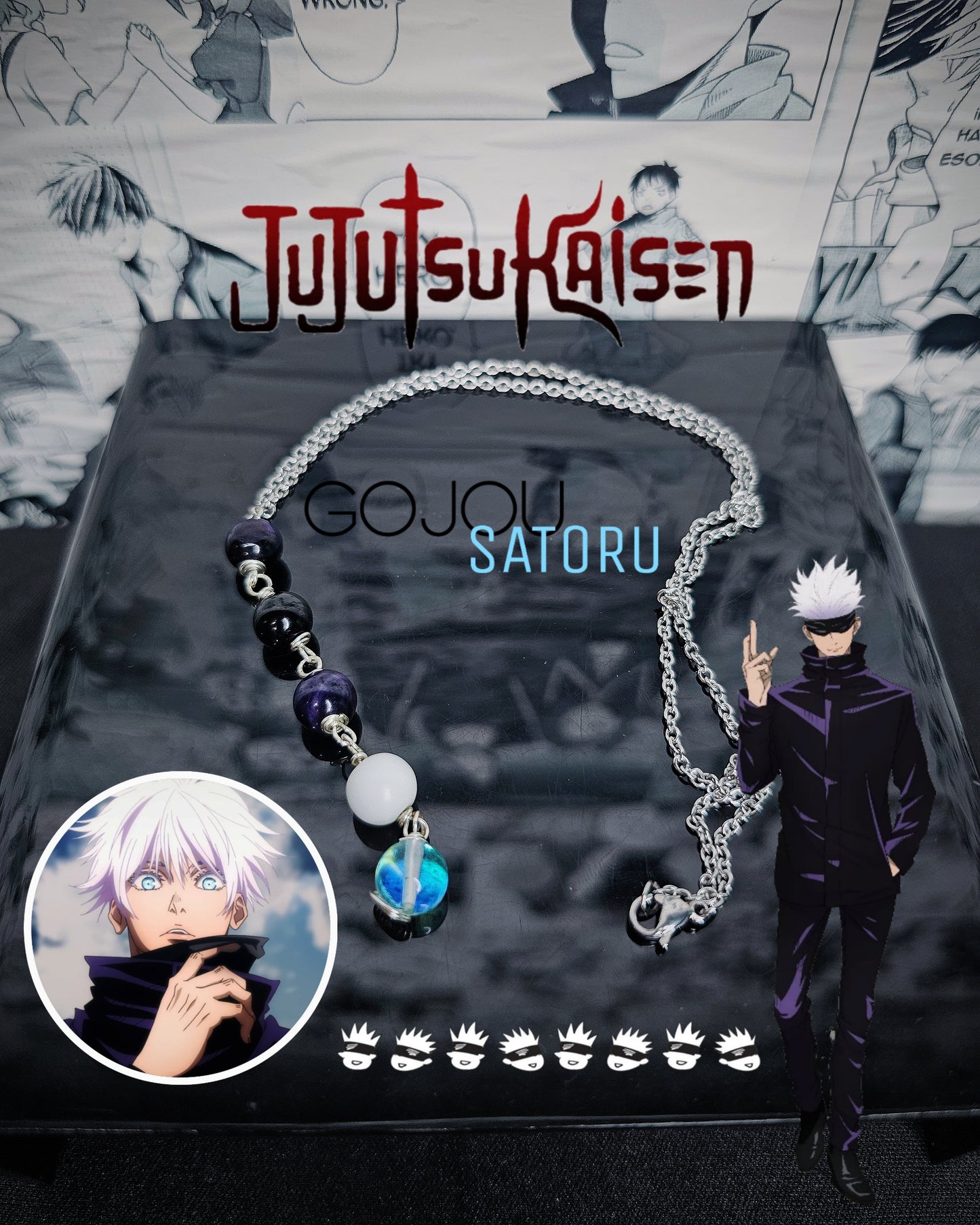 Collares de Acero Inox Inspirados En Gojo de Jujutsu Kaisen