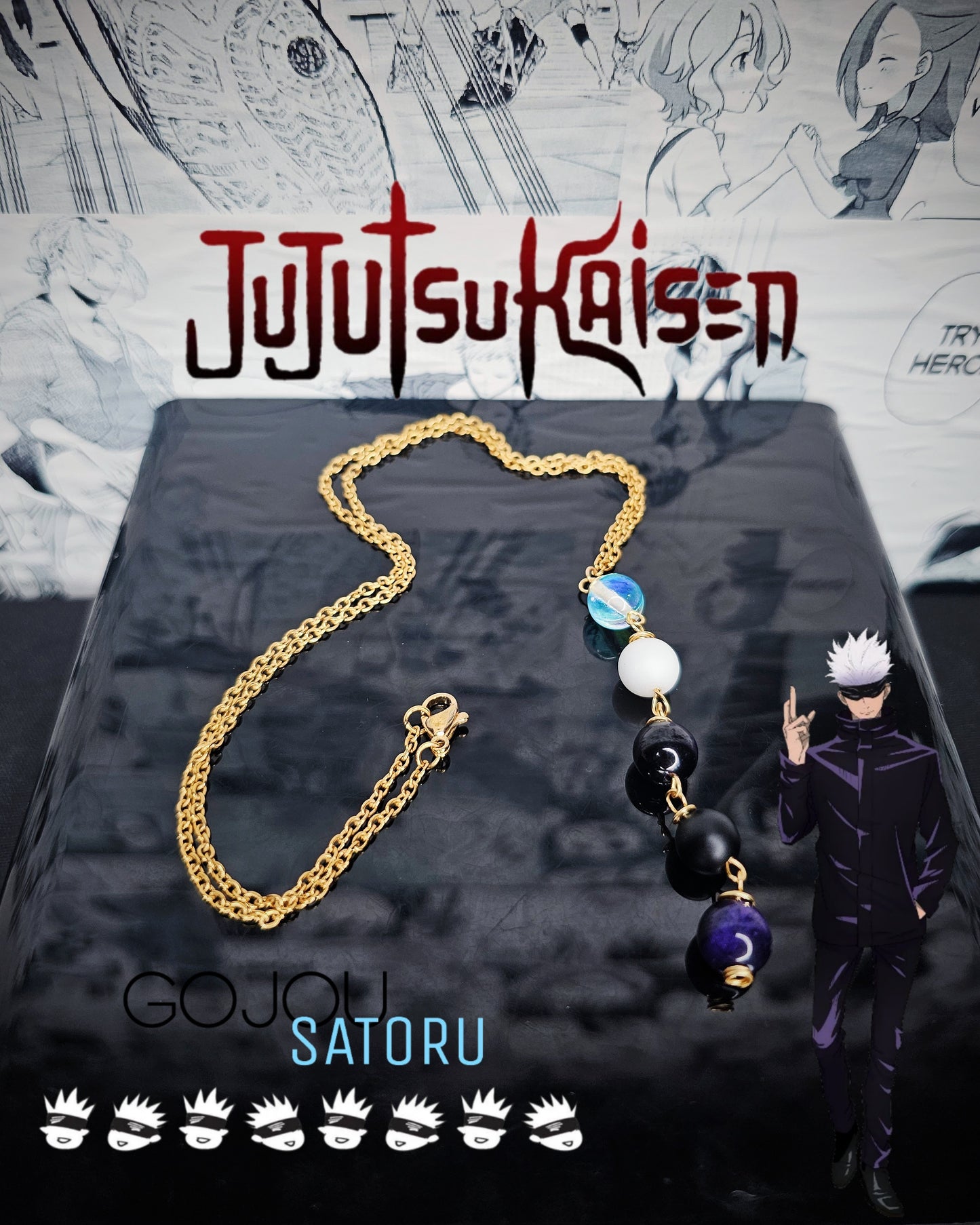Collares de Acero Inox Inspirados En Gojo de Jujutsu Kaisen