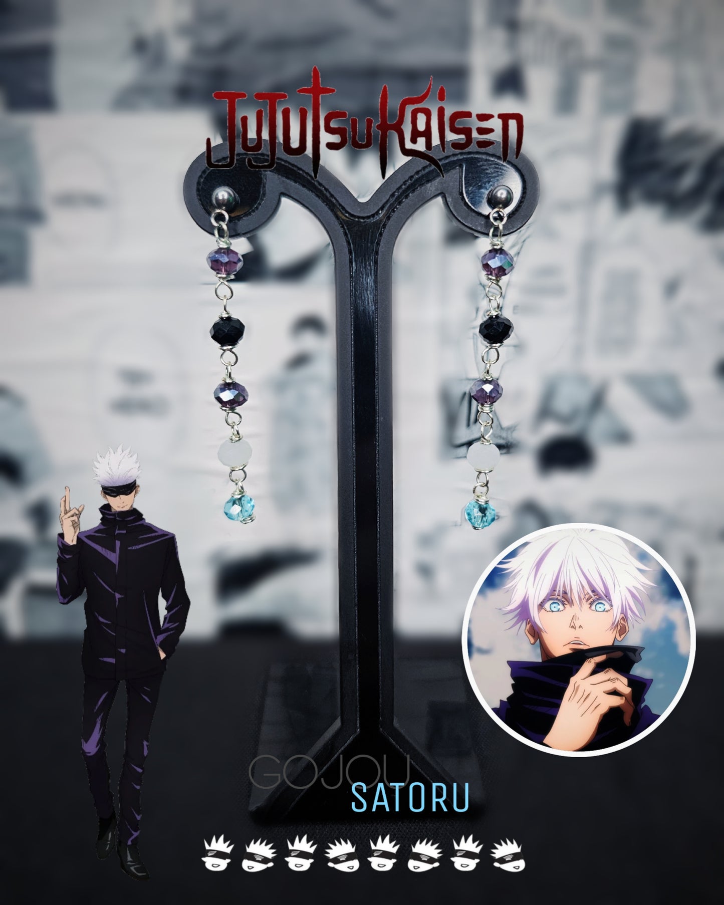 Aretes de alambre AAA otaku inspirada en Gojo Satoru